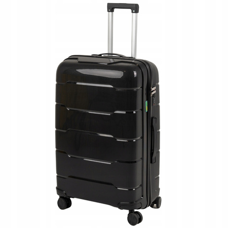 Walizka podróżna duża czarna na kółkach – pojemna, elegancka i wytrzymała do samolotu Wowbag 6910 L black