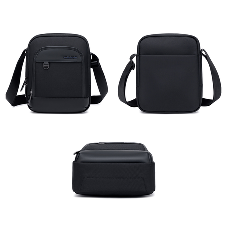 Saszetka męska czarna na ramię torba miejska biznesowa wodoodporna modna stylowa 2,7 L Arctic Hunter K00689Black