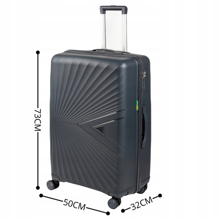 Duża walizka podróżna ciemnoszara na kółkach – lekka i wytrzymała walizka do samolotu 100 L Wowbag 7905 L dark grey