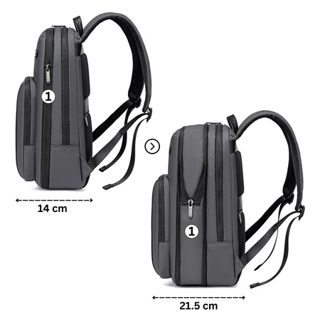 Plecak miejski męski szary na laptop 15,6" na co dzień do pracy do samolotu