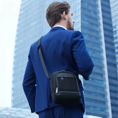 Saszetka męska czarna na ramię torba miejska biznesowa wodoodporna modna stylowa 2,7 L Arctic Hunter K00689Black