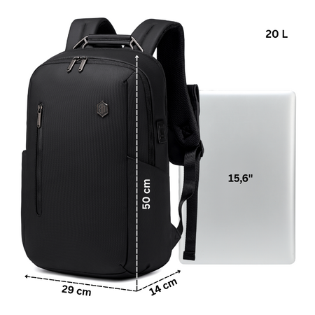 Plecak męski miejski elegancki biznesowy na laptop 15,6 czarny z USB portem