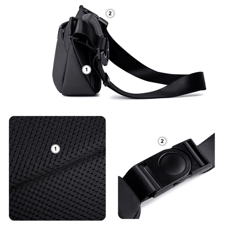 Saszetka nerka czarna męska damska na ramię miejska wodoodporna elegancka stylowa 4 L Arctic Hunter Y00569Black
