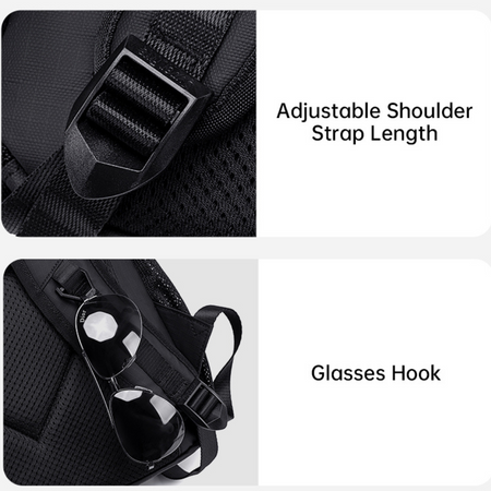 Czarny plecak miejski wodoodporny, 18 l, na laptop 15,6", do pracy, studiów i podróży. SUPER FIVE FB696 Black