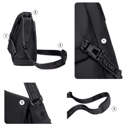 Torebka listonoszka czarna duża na ramię miejska wodoodporna uniwersalna na tablet 9,5 l Arctic Hunter K00528Black