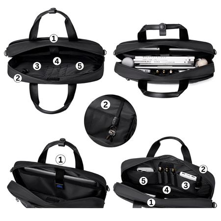 Torba na ramię czarna na laptop 15,6 na A4 9L biznesowa do pracy na studia