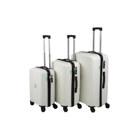 Komplet walizek podróżnych biały 3 szt. nowoczesny zestaw walizek lekkich i wytrzymałych Wowbag 7918 White