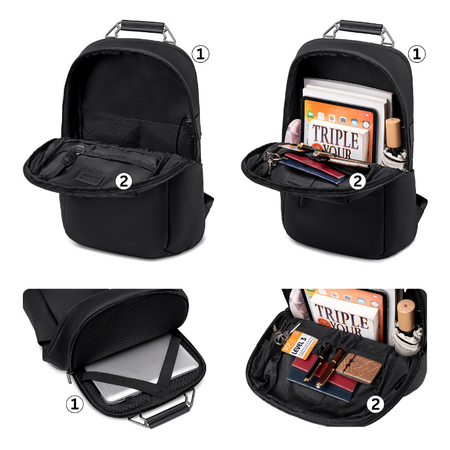 Plecak męski miejski elegancki biznesowy na laptop 15,6 czarny z USB portem