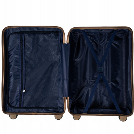 Walizka do samolotu beżowa średnia – modna, trwała, na kółkach, elegancka i praktyczna Wowbag 7918 M champagne