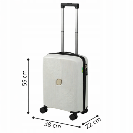 Mała walizka biała kabinowa – podróżna, elegancka, lekka, wytrzymała i praktyczna na kółkach Wowbag 7918 S white