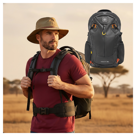 Plecak turytstyczny trekkingowy czarny funkcjonalny 50L górski wodoodporny