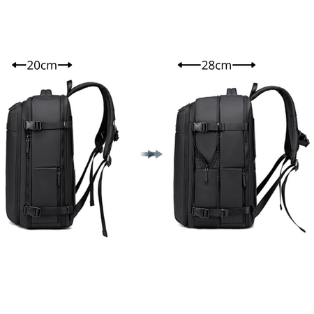 Plecak kompresyjny próżniowy podróżny czarny pojemny 42L wiele kieszeni rozszerzany Arctic Hunter B00866 black