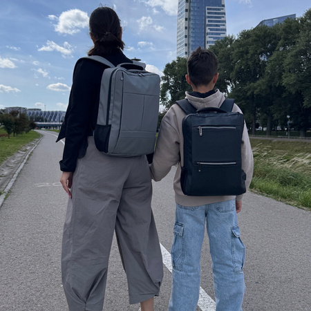 Plecak czarny, szkolny, miejski, damski, męski, nowoczesny, pojemny plecak dla laptopa 15,6", idealny na co dzień, do szkoły i pracy Wowbag BK91105 black