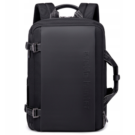 Czarny plecak miejski podróżny biznesowy,  na laptop 15,6", 18 l,  pojemny i funkcjonalny. Arctic Hunter B00540 Black.