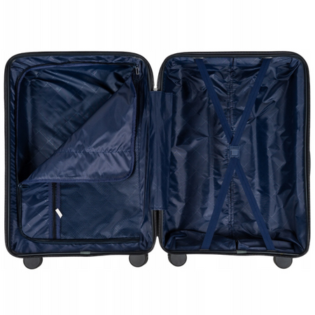 Walizka średnia ciemnoniebieska – podróżna, na kółkach, elegancka, funkcjonalna i pojemna Wowbag 7918 M dark blue