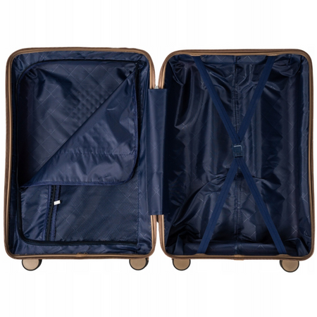 Walizka podróżna beżowa kabinowa – mała, stylowa, funkcjonalna, lekka i elegancka do samolotu Wowbag 7918 S champagne