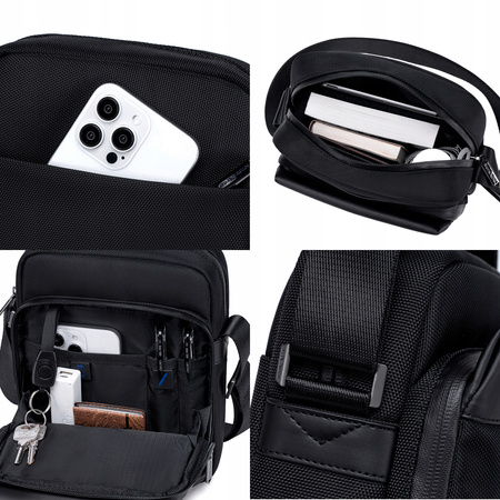 Saszetka męska granatowa wodoodporna na ramię torba biznesowa miejska stylowa na telefon 3,4 L Arctic Hunter K00679Blue