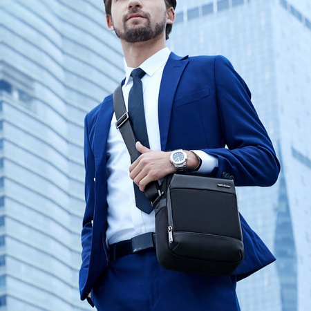 Saszetka męska granatowa wodoodporna na ramię torba biznesowa miejska stylowa na telefon 3,4 L Arctic Hunter K00679Blue