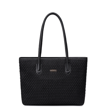 Torba damska shopper czarna klasyczna 17,9 l pojemna z zamkiem na uczelnię i spotkania. CHANTARIA CB800 Black.