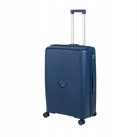 Walizka podróżna średnia ciemnoniebieska lekka i wytrzymała na kółkach 74L praktyczna  Wowbag 7900 M dark blue
