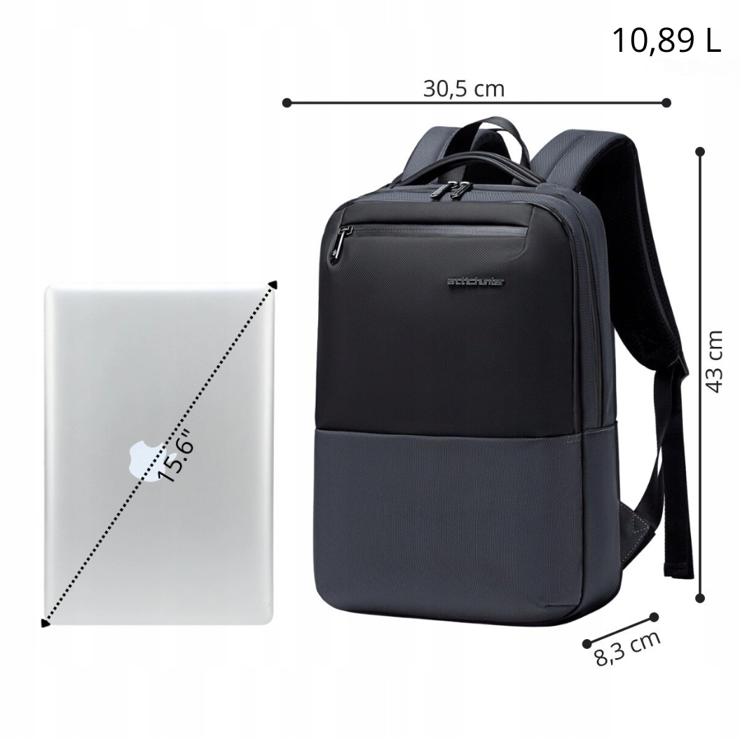 Szary plecak miejski biznesowy, 10 l, na laptopa 15,6", wodoodporny, elegancki i funkcjonalny. Arctic Hunter B00681 Grey pol_pl_Szary-plecak-miejski-biznesowy-10-l-na-laptopa-15-6-wodoodporny-elegancki-i-funkcjonalny-Arctic-Hunter-B00681-Grey-56_3