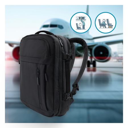 Plecak podróżny do samolotu 50x33x20 czarny kabinowy Ryanair Wizz Air VIO WJ8572C black