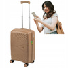 Walizka kabinowa beżowa mała – modna, lekka, trwała i wygodna walizka na kółkach do podróży Wowbag 7905 S champagne