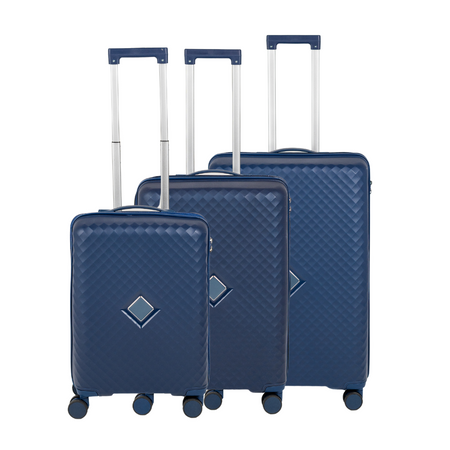 Walizki podróżne ciemnoniebieskie komplet 3 szt. lekki i wytrzymały zestaw na kółkach Wowbag 7900 dark blue