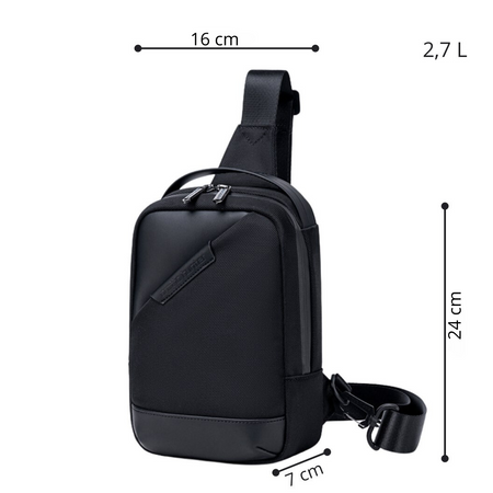 Saszetka męska czarna na ramię torba miejska biznesowa wodoodporna stylowa praktyczna 2,7 L Arctic Hunter XB00693Black