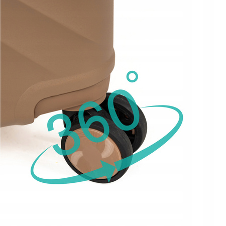 Walizka na kółkach średnia beżowa funkcjonalna walizka podróżna elegancka i modna 65L Wowbag 7905 M champagne