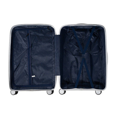 Walizka do samolotu jasnoszara – średnia, nowoczesna, funkcjonalna i wytrzymała, ergonomiczna Wowbag 6910 M light grey