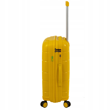 Walizka podróżna żółta – średnia, lekka i odporna, ciche kółka 360°, solidna i praktyczna do samolotu Wowbag 6910 M yellow