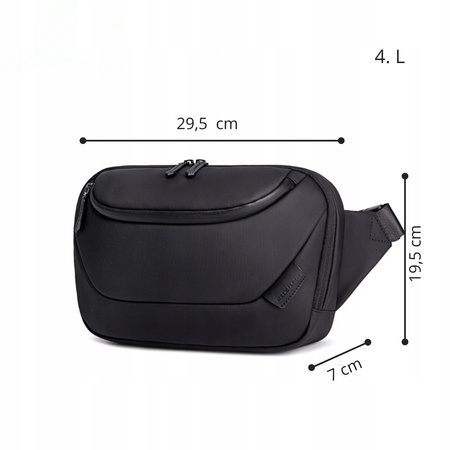Saszetka nerka męska damska czarna na ramię wodoodporna miejska stylowa funkcjonalna torba 4 L Arctic Hunter Y00561Black