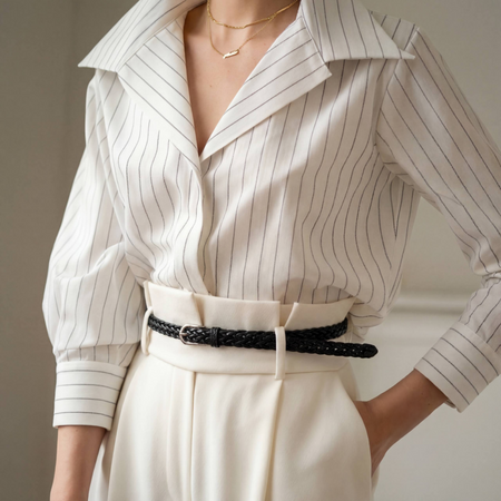 Pasek cienki damski czarny skórzany pleciony elegancki do spodni i sukienki