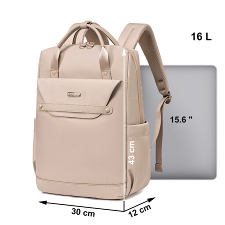 Plecak torba na laptop 15,6 elegancki damski beżowy modny stylowy do pracy