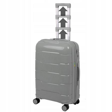 Walizka do samolotu jasnoszara – średnia, nowoczesna, funkcjonalna i wytrzymała, ergonomiczna Wowbag 6910 M light grey