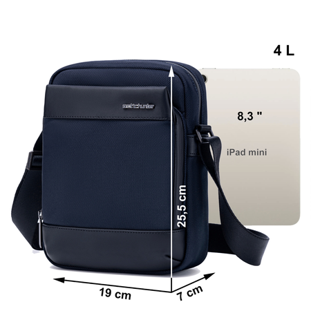 Saszetka męska granatowa wodoodporna na ramię torba biznesowa miejska stylowa na telefon 3,4 L Arctic Hunter K00679Blue