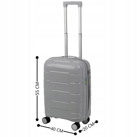 Walizka mała jasnoszara – kabinowa, stylowa, trwała i praktyczna podróżna na kółkach Wowbag 6910 S light grey