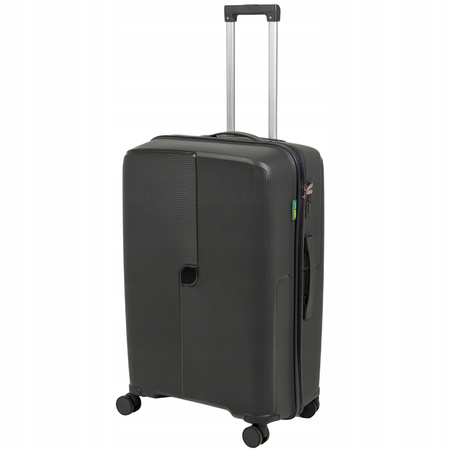 Walizka duża ciemnoszara na kółkach – elegancka, lekka i pojemna walizka podróżna do samolotu Wowbag 7918 L dark grey