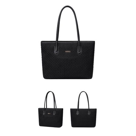 Torba damska shopper czarna klasyczna 17,9 l pojemna z zamkiem na uczelnię i spotkania. CHANTARIA CB800 Black.