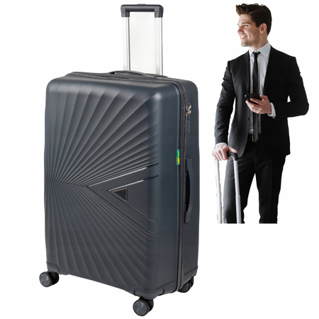 Duża walizka podróżna ciemnoszara na kółkach – lekka i wytrzymała walizka do samolotu 100 L Wowbag 7905 L dark grey