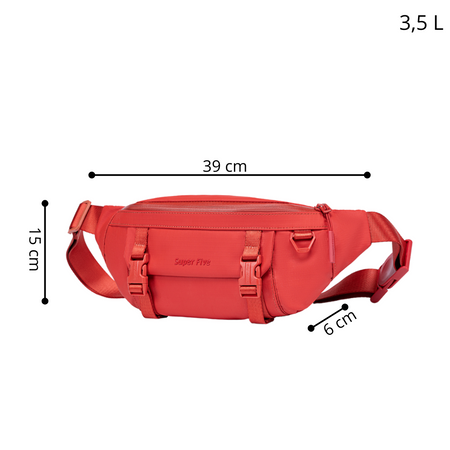 Nerka damska czerwona wodoodporna saszetka na spacer sportowa praktyczna 3,5 L Super Five FXB755Red