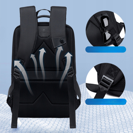 Szary plecak miejski biznesowy, 10 l, na laptopa 15,6", wodoodporny, elegancki i funkcjonalny. Arctic Hunter B00681 Grey