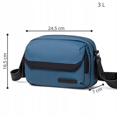 Torebka listonoszka niebieska damska męska na ramię stylowa miejska uniwersalna 3 l Arctic Hunter YB00518 Blue
