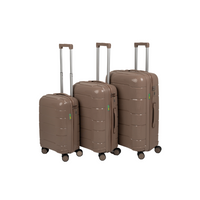 Komplet walizek beżowych 3 szt. elegancki zestaw podróżny lekkich i wytrzymałych kufrów Wowbag 6910 Champagne