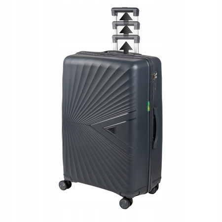 Walizka średnia ciemnoszara solidna walizka do samolotu na kółkach trwała i praktyczna 65L Wowbag 7905 M dark grey