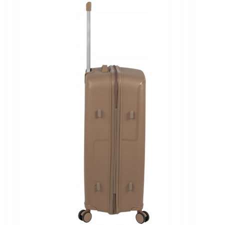 Duża walizka podróżna beżowa na kółkach – lekka, wytrzymała i elegancka walizka do samolotu Wowbag 7918 L champagne