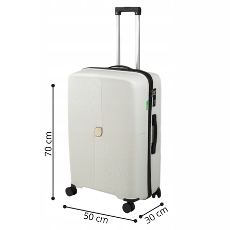Walizka podróżna duża biała na kółkach – elegancka, lekka i pojemna walizka do samolotu Wowbag 7918 L white