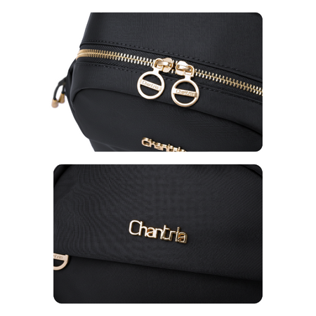 Plecak damski miejski czarny mały lekki na Ipad z etui na przywieszce