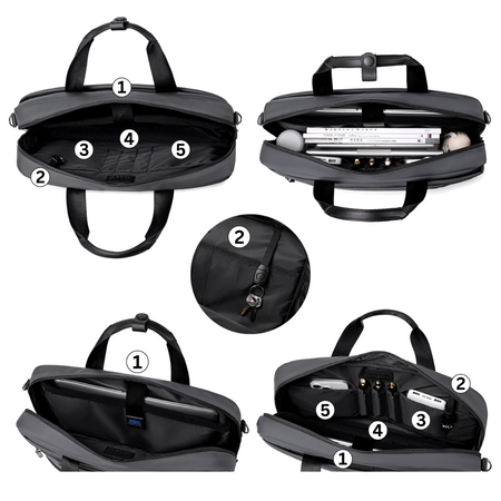 Torba na ramię na laptop 15,6 biznesowa elegancka szara 40X28X8 9L do pracy